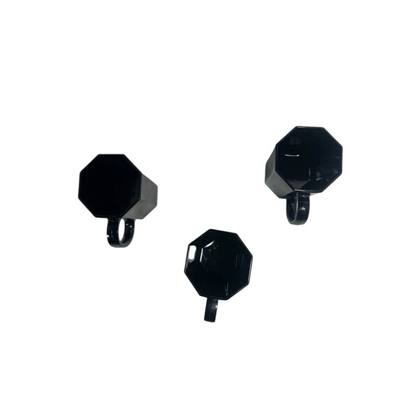 Vintage Black Glass Arcoroc Octime France Octagon Coffee Mugs Cups 8oz Set Of 3 - Picture 6 of 11